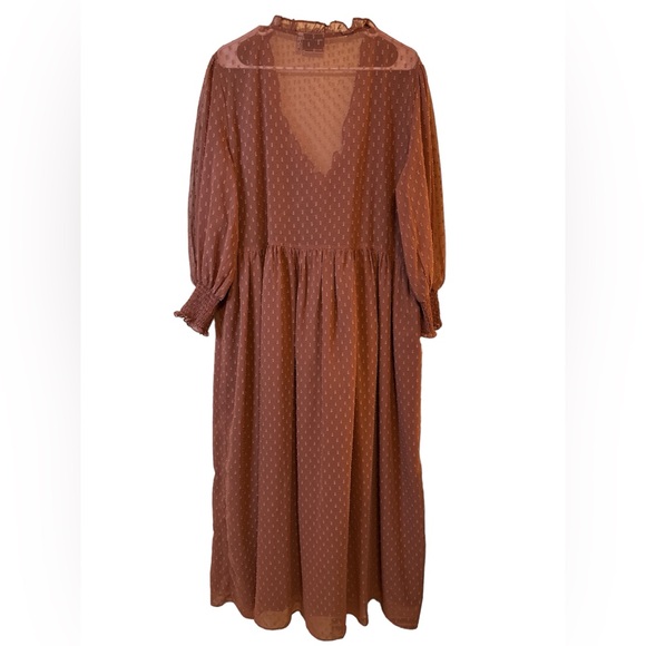 2021 ASOS Curve midi smock dress with shirred cuffs in rose dobby color Size 18 - Picture 2 of 5